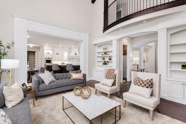modern white and gray living room