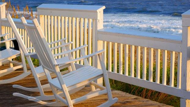 Chair on porch near the beach